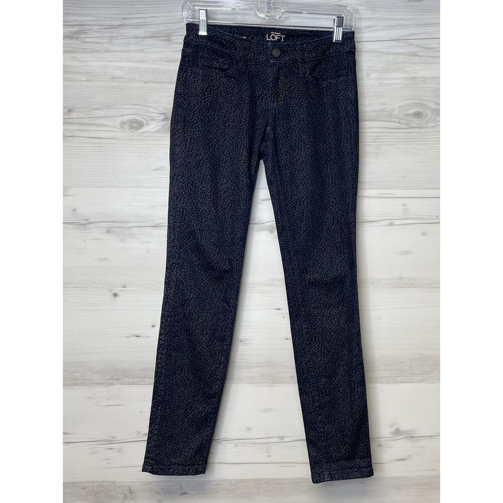 Ann Taylor Loft Jeans Womens 24 00 Blue Modern Skinny Animal Print Stretch Pants